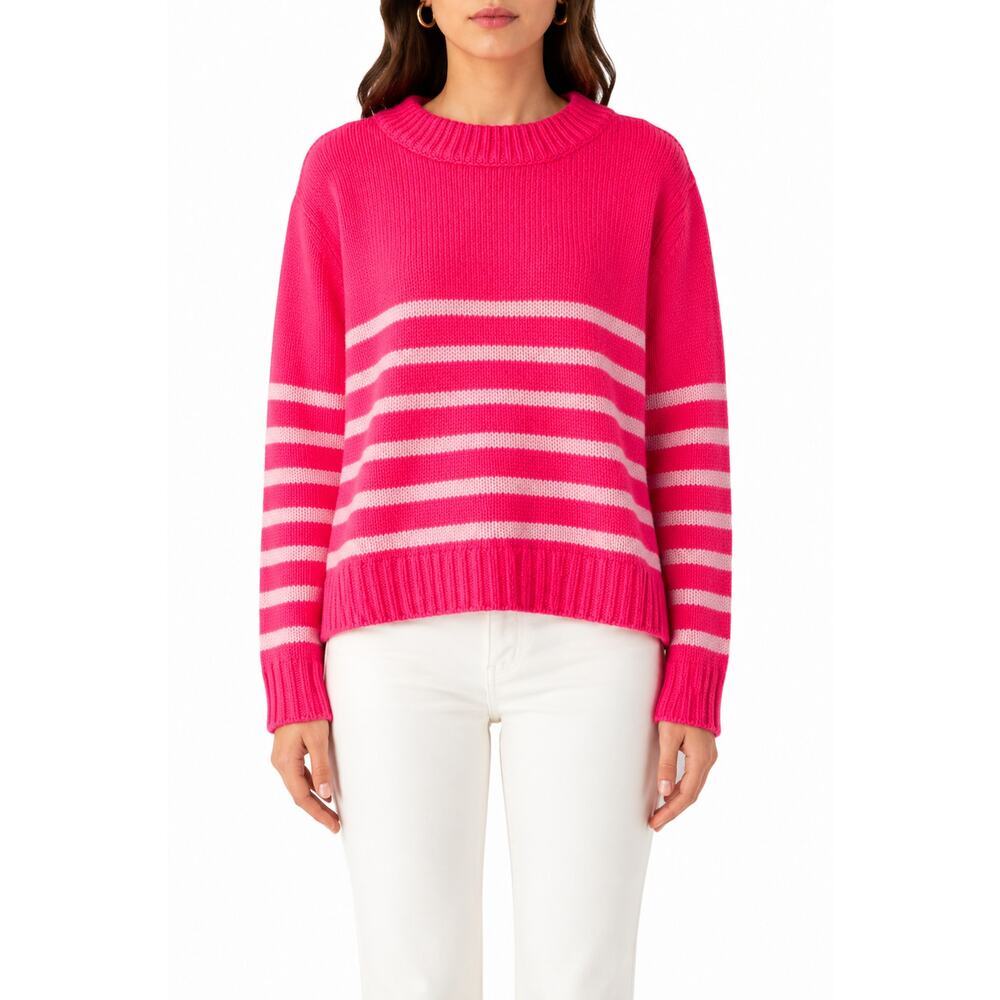 La Ligne Marin Stripe Sweater XXL Pink Wool Cashmere Oversized Knit
